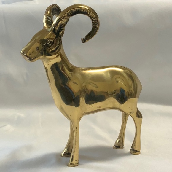 Vintage Solid Brass Ram Decor - Picture 3 of 9